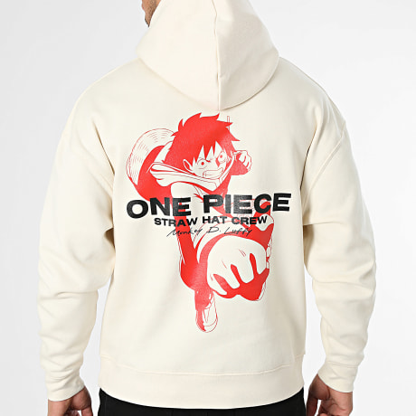 One Piece - Sudadera con Capucha Relaxed RPRST Luffy Beige