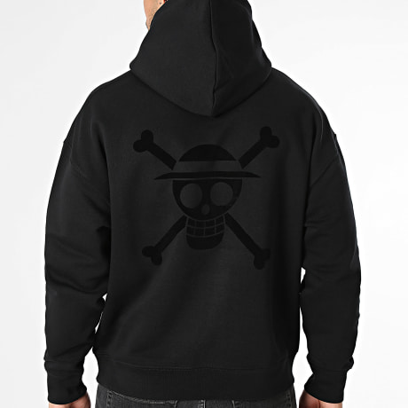 One Piece - Sudadera Capucha Relaxed Flock Negro