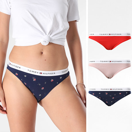 Tommy Hilfiger - Pack van 3 Slipjes Dames 5529 Marineblauw Rood Roze
