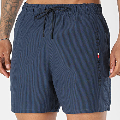 Tommy Hilfiger - Short De Bain A Rayures Medium Drawstring Ithaca 3839 Bleu Marine