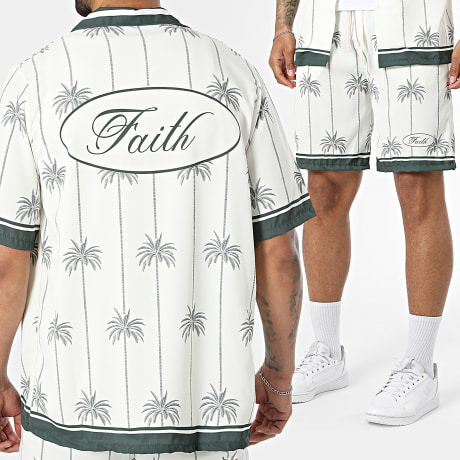 KZR - Conjunto Camisa Manga Corta Y Pantalón Corto De Chándal 309 Beige Claro Verde