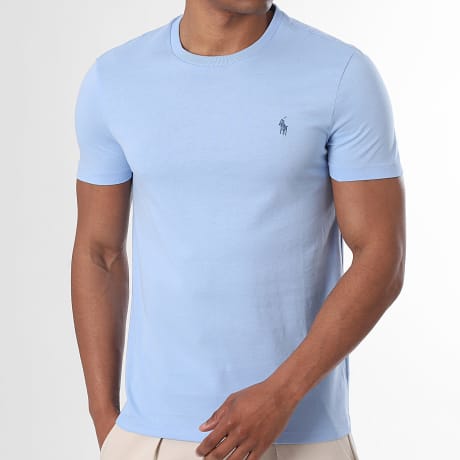 Polo Ralph Lauren - Tee Shirt Original Player Custom Slim Fit Bleu Clair