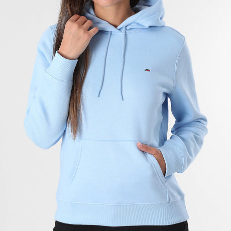 Tommy Jeans - Sweat Capuche Regular Femme Flag 9958 Bleu Clair