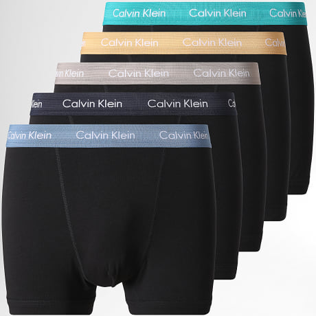 Calvin Klein - Pack of 5 Boxers NB2877A Black Navy Blue Light Blue Turquoise Yellow Taupe