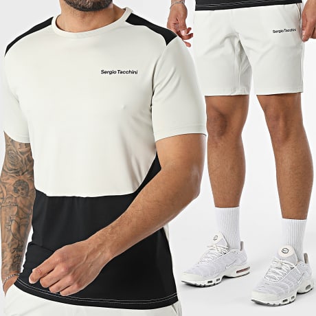 Sergio Tacchini - Ensemble Tee Shirt Et Short Jogging Arcata 41448 41451 Beige Noir