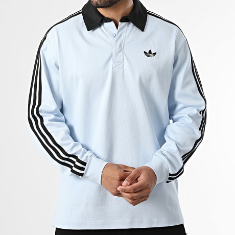 Adidas Originals - Polo Manga Larga A Bandas 3 Stripes KE2445 Azul Claro