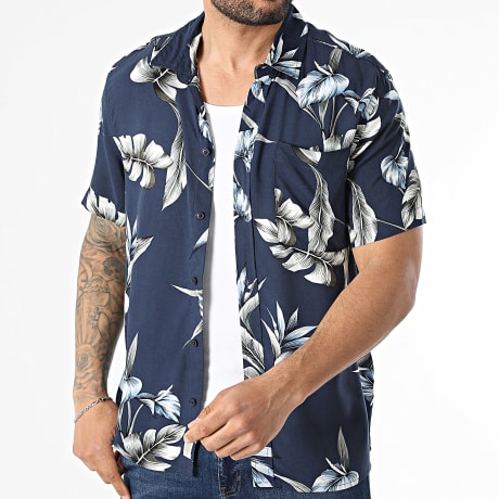 Blend - Chemise Manches Courtes Estivale Amelo 20720632 Bleu Marine Floral