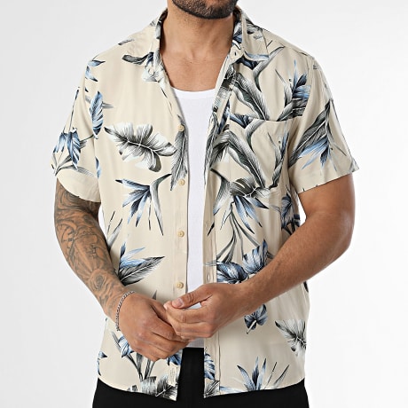 Blend - Chemise Manches Courtes Estivale Amelo 20720632 Beige Floral