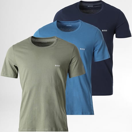 BOSS - Pack de 3 Camisetas 50532470 Azul Marino Verde Kaki Azul