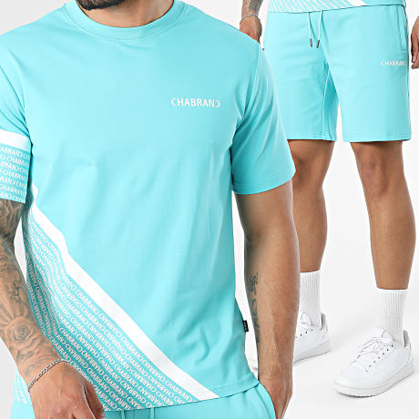 Chabrand - Co-ord Set T-Shirt en Casual Short 63207 63208 Turquoise Wit
