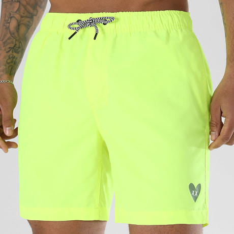 Luxury Lovers - Short De Bain Small Kaki Heart Jaune Fluo