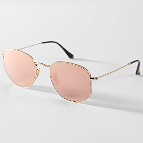 Ray-Ban - Occhiali Da Sole Esagonali Lenti Piane Flash 3548N Oro Rosa