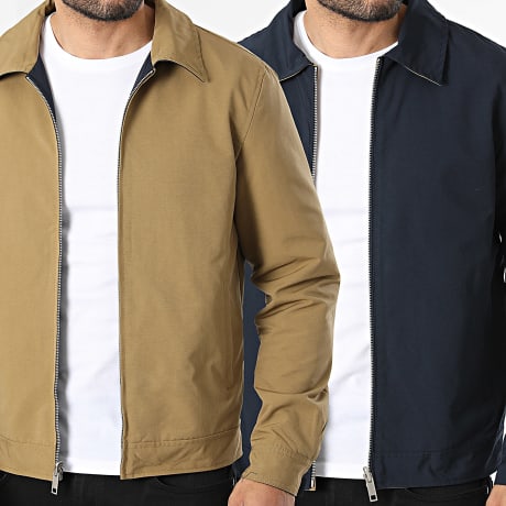Frilivin - Chaqueta reversible con cremallera A02 Azul Marino Camel