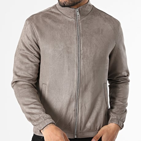 Frilivin - Chaqueta con Cremallera de Ante C05 Topo