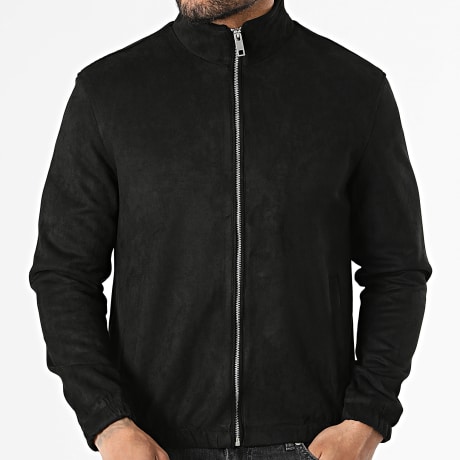 Frilivin - Chaqueta con Cremallera de Ante C05 Negro