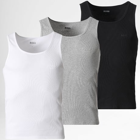 BOSS - Pack de 3 Camisetas 50542132 Branco Cinza Mesclado Preto