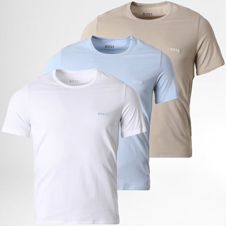 BOSS - Pack aus 3 T-Shirts 50532468 Weiß Beige Hellblau