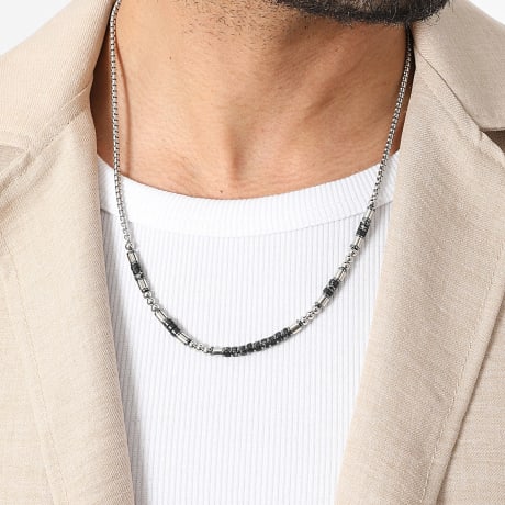 Frilivin - Collar 324 Plateado Negro