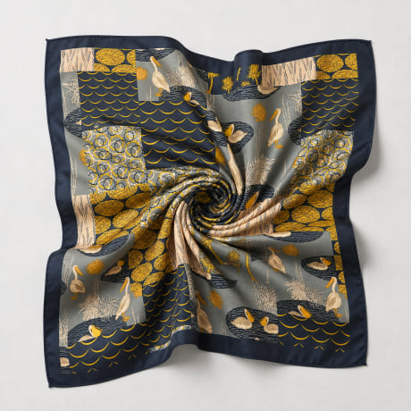 Frilivin - Pañuelo L16 Azul Marino Beige Amarillo