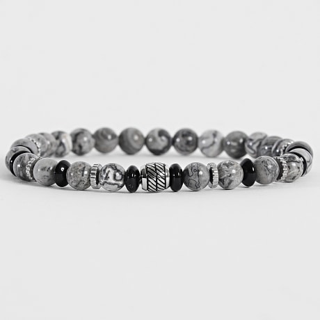 Frilivin - Pulsera 324 Gris Antracita Negro Plateado