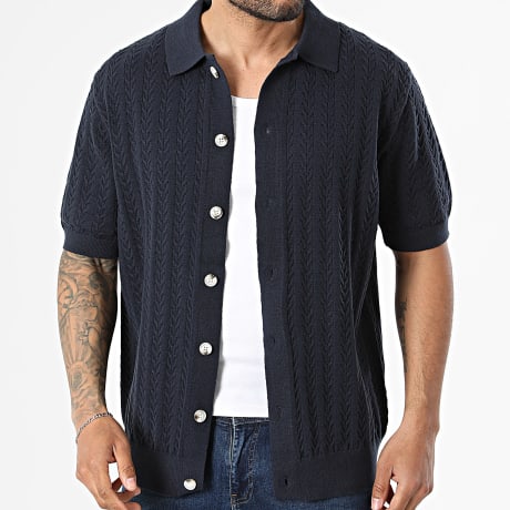 Frilivin - Camisa Manga Corta Punto Texturado 374 Azul Marino