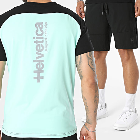 Helvetica - Completo T-Shirt e Pantaloncino da jogging Stanford 12 19 Nero Turchese