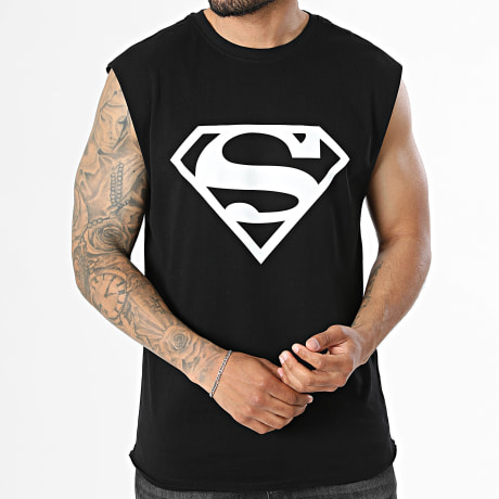Superman - T-Shirts Sleeveless Big Logo Superman Black White