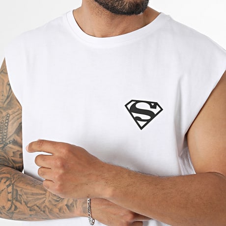 Superman - Sleeveless T-Shirt Logo Heart Superman White Black