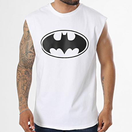 Batman - T-Shirt Senza Maniche Big Logo Batman Bianco Nero