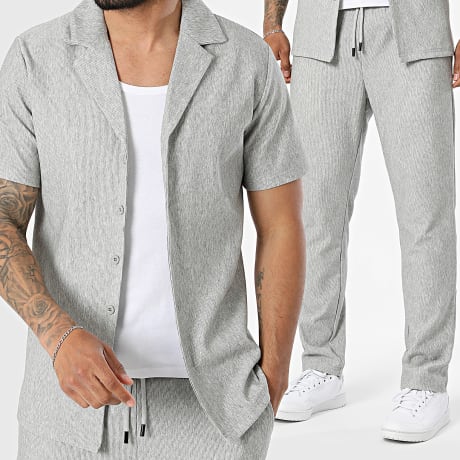 Fusional - Conjunto Camisa Mangas Cortas Y Pantalón Chándal 183 Gris Jaspeado