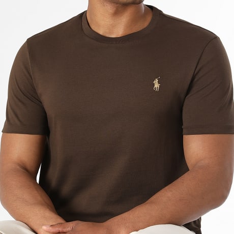 Polo Ralph Lauren - Tee Shirt Custom Slim Fit Original Player Marron Camel