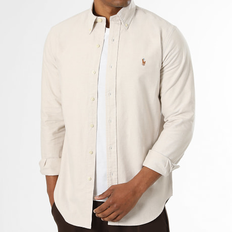 Polo Ralph Lauren - Chemise Manches Longues Custom Fit Oxford Beige