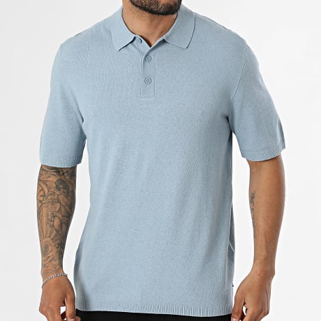 JJ Rebel - Polo Manches Courtes Maille Callum Bleu Clair