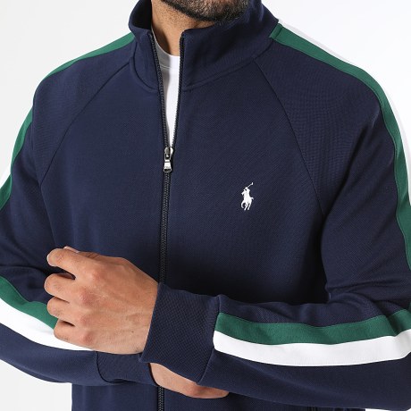 Polo Ralph Lauren - Veste Zippée A Bandes Original Player Bleu Marine