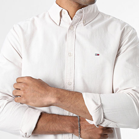 Tommy Jeans - Camisa de manga larga Oxford 1298 Blanco