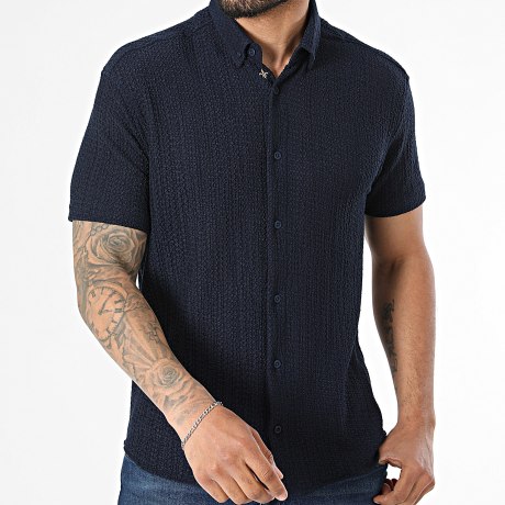 Classic Series - Chemise Manches Courtes Texturée 166 Bleu Marine