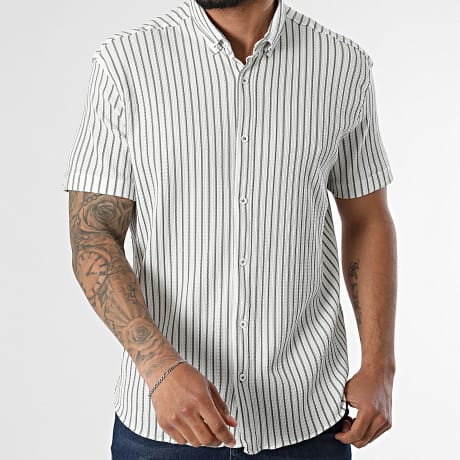 Fins de Séries - Camisa Manga Corta A Rayas 011 Blanco Verde Kaki
