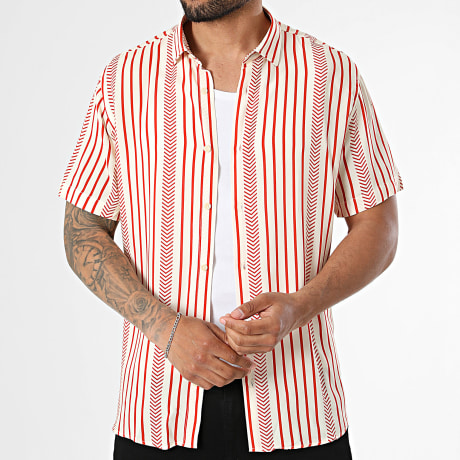 Fins de Séries - Camisa de Manga Corta a Rayas 161 Rojo Beige