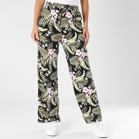 Only - Pantalon Relaxed Fit Femme Nova Life Noir Vert Floral