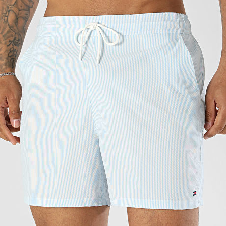 Tommy Hilfiger - Short De Bain Medium Drawstring Ithaca 3837 Bleu Clair Blanc