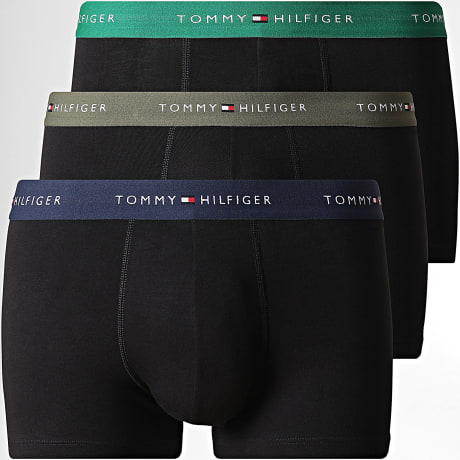 Tommy Hilfiger - Lot De 3 Boxers 3890 Noir Vert Kaki Bleu Marine Vert