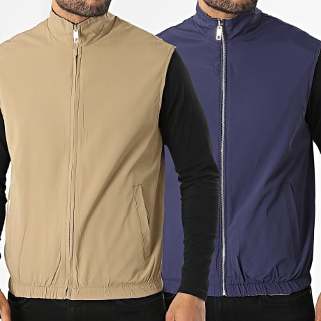 Frilivin - Chaqueta Sin Mangas Reversible 304 Azul Marino Beige