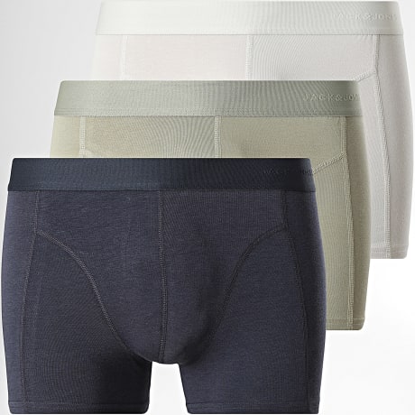 Jack And Jones - Lot De 3 Boxers Bamboo Solid Beige Vert Bleu Marine