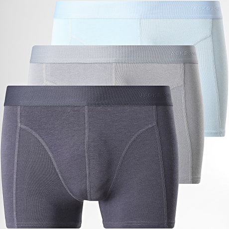 Jack And Jones - Lot De 3 Boxers Bamboo Solid Bleu Clair Bleu Marine Gris