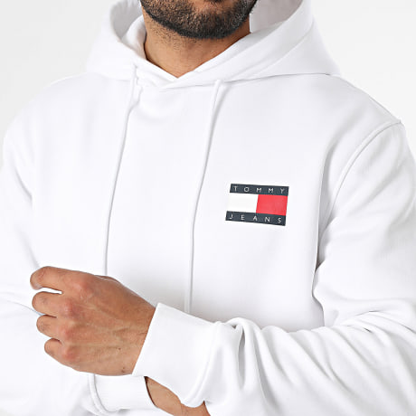 Tommy Jeans - Sweat Capuche Essential Flag 0738 Blanc