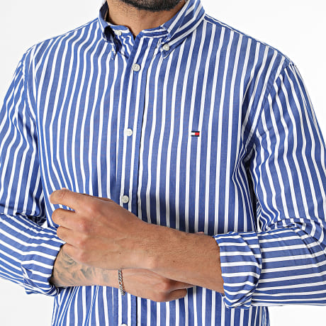 Tommy Hilfiger - Camisa Mangas Largas A Rayas Regular Fit Poplin Seasonal 3315 Azul Blanco