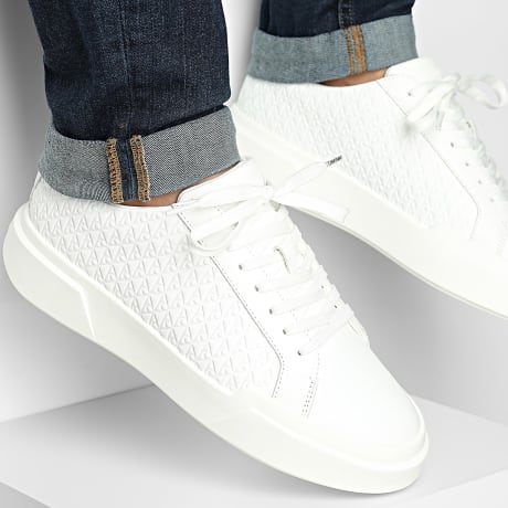 Calvin Klein - Sneakers Chunky Cupsole Veters Leer AOP 1383 Triple Bright White