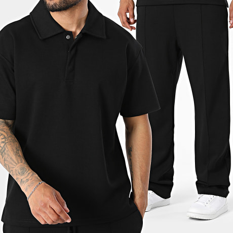 Ikao - Ensemble Polo Manches Courtes Et Pantalon Jogging 070 Noir