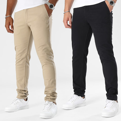 Jack And Jones - Pack de 2 Pantalones Chino Marco Dave Negro Beige