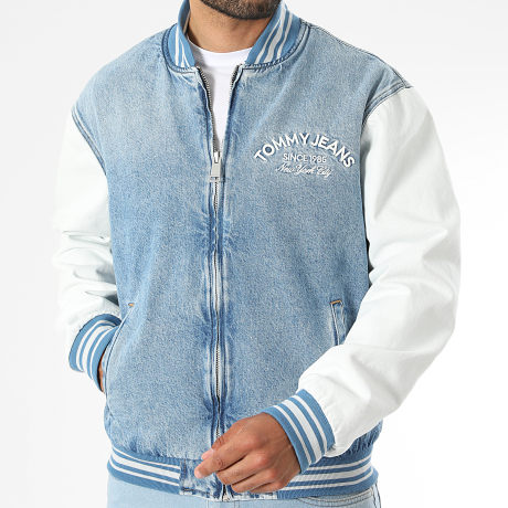 Tommy Jeans - Veste Bomber En Jean 2498 Bleu Denim Blanc